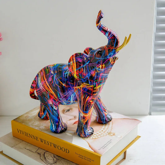 Elephant Colorful Art Sculpture Figurine Resin Statue