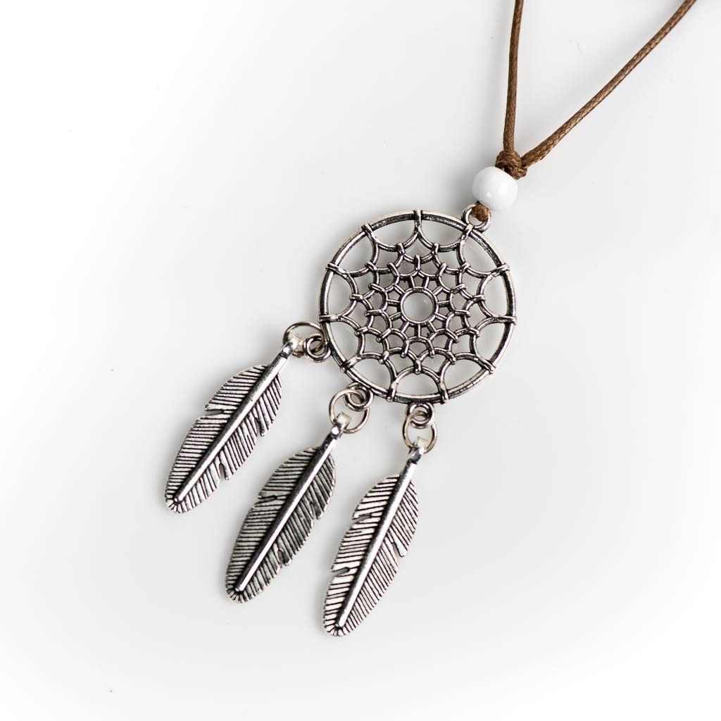 Native Feather Pendant Dreamcatcher Bohemian Vintage Necklace
