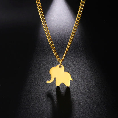 Elephant Family Pendant Stainless Steel Necklace Gold Color