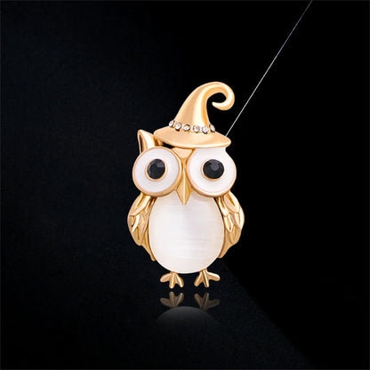 Owl Gold Color Cat Eye Brooches