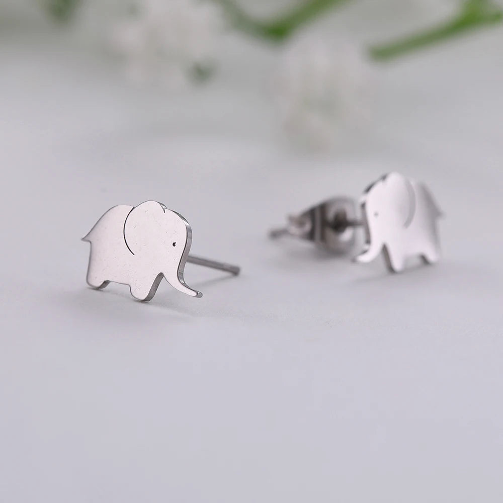 Elephant Ear Studs Stainless Steel Animal Earring