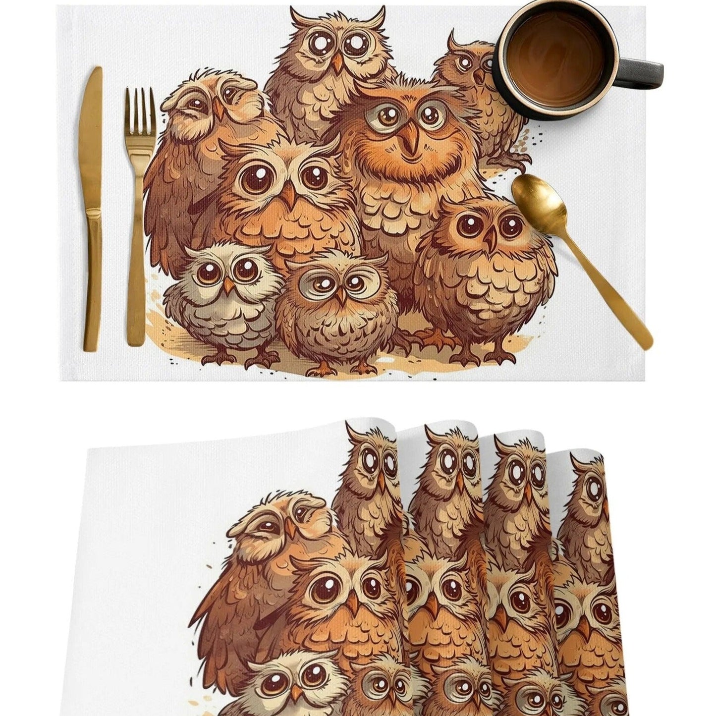 Owl Round Tablecloth Waterproof