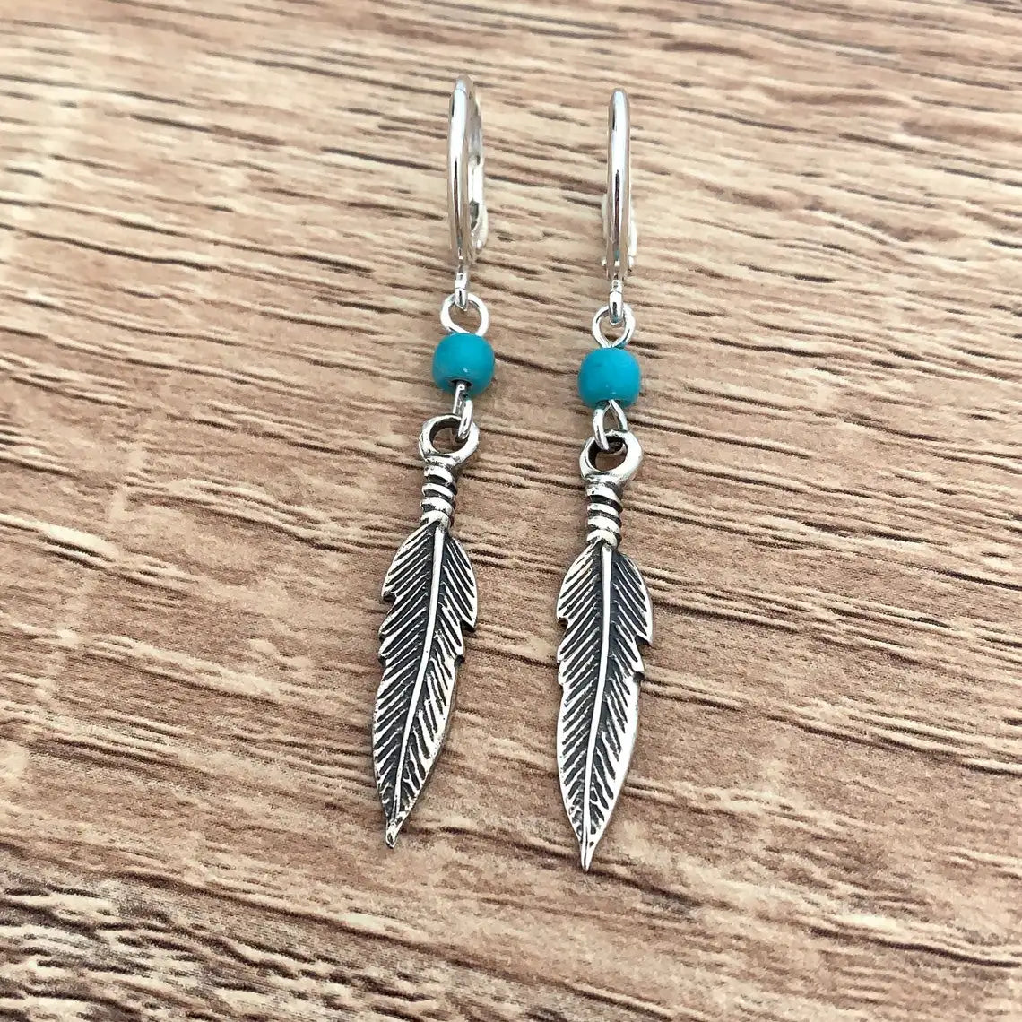 Native Turquoise Feather Earrings