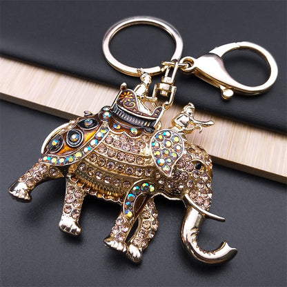 Auspicious Elephant Keyring Chain Crystal