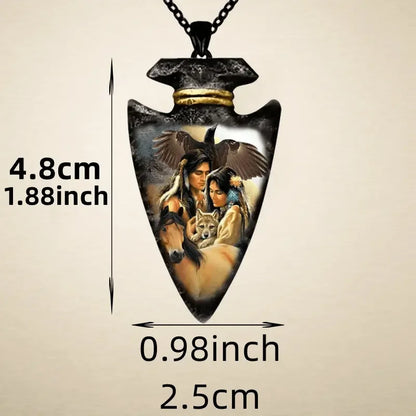 Native Tribal Couple Pendant Necklace