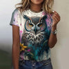 Owl Print T-Shirts  Short Sleeve Top 3D