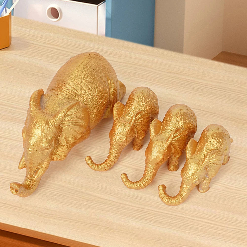 Elephant Ornament Resin Elephant 4 Items/set