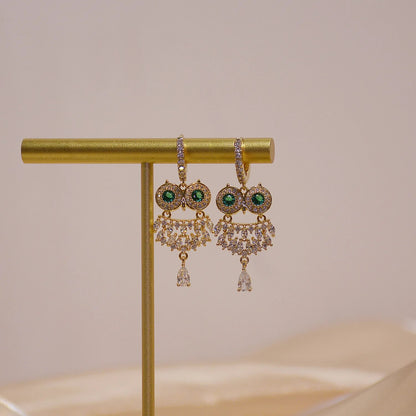 Owl Cubic Zircon Stud Earrings Gold Plated Earrings