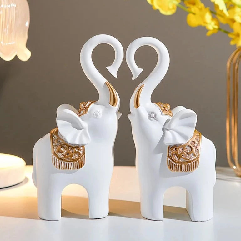 Elephant Resin Couple  Figurines