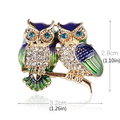 Owl Brooches Scarf Clip Crystal