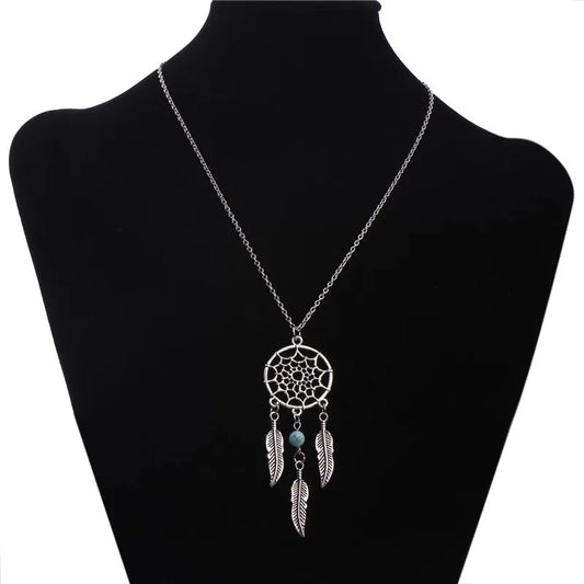 Native Dream Catcher Pendant Necklace Feather