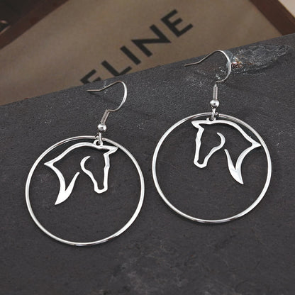 Native Circle Animal Horse Earrings