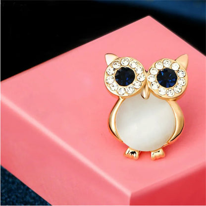 Owl Brooch Crystal Opal Stone Brooches Pin