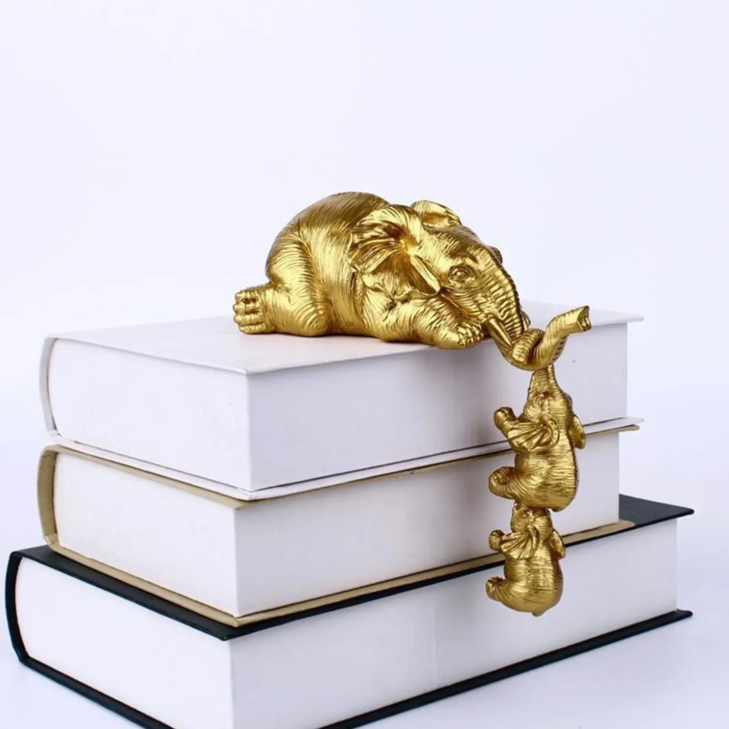 Elephant Sculpture Figurines Golden Resin