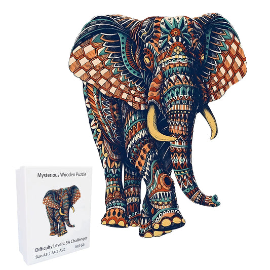 Elephant Unique Wooden Puzzle Shaped Pieces