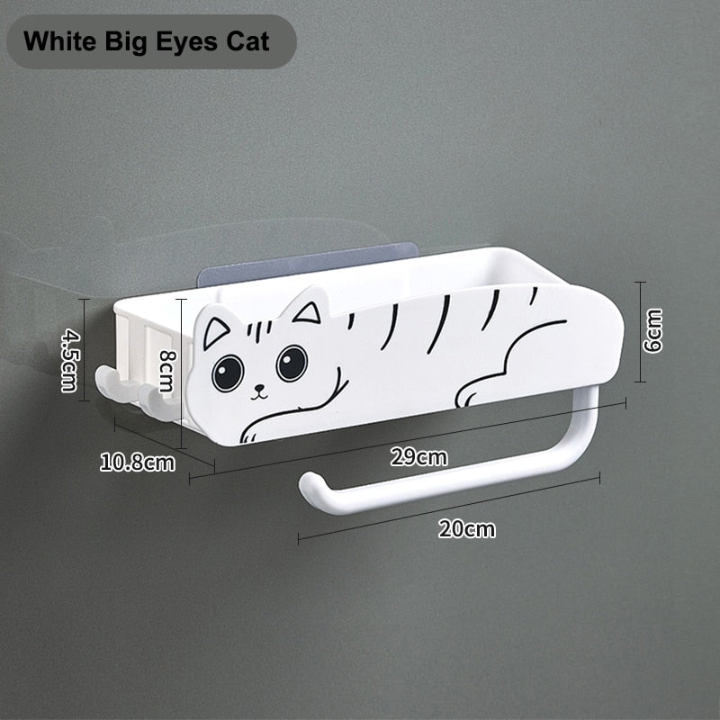 Kawaii Cat Bathroom Shelf Storage Rack With Hooks Storage Rack