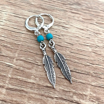 Native Turquoise Feather Earrings