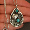 Native Turquoise Feather Pendant Necklace