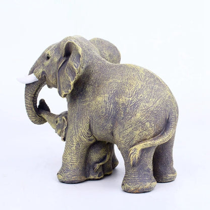 Elephant Mother & Baby Resin Statue