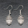 Owl Antique Silver Color Drop Earrings