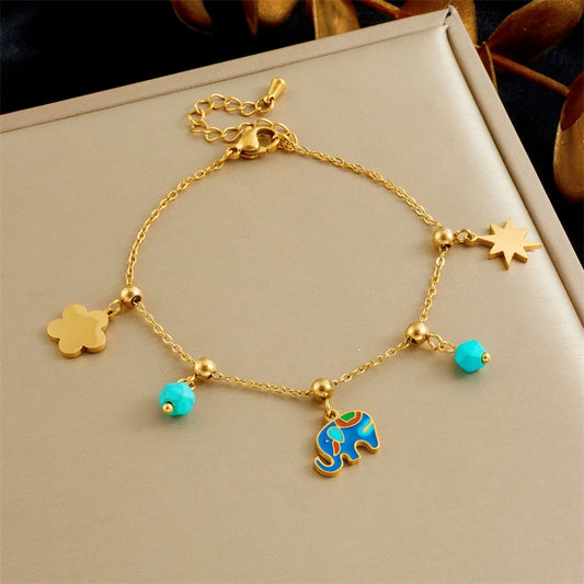Elephant Pendant Bracelet Stainless Steel