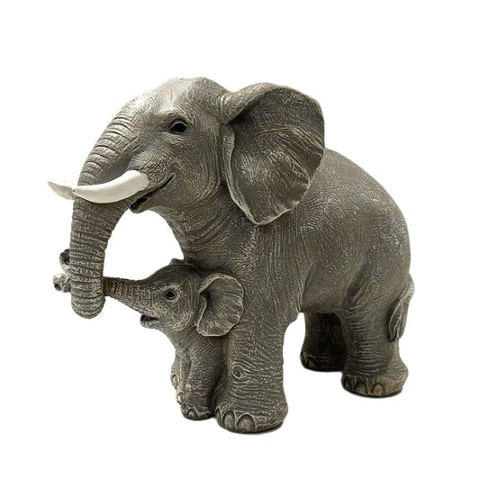 Elephant Mother & Child Figurine Resin