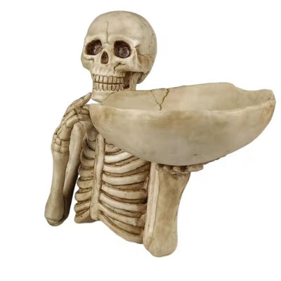 Plate Gothic Skull Statue Storage Vintage Skeleton