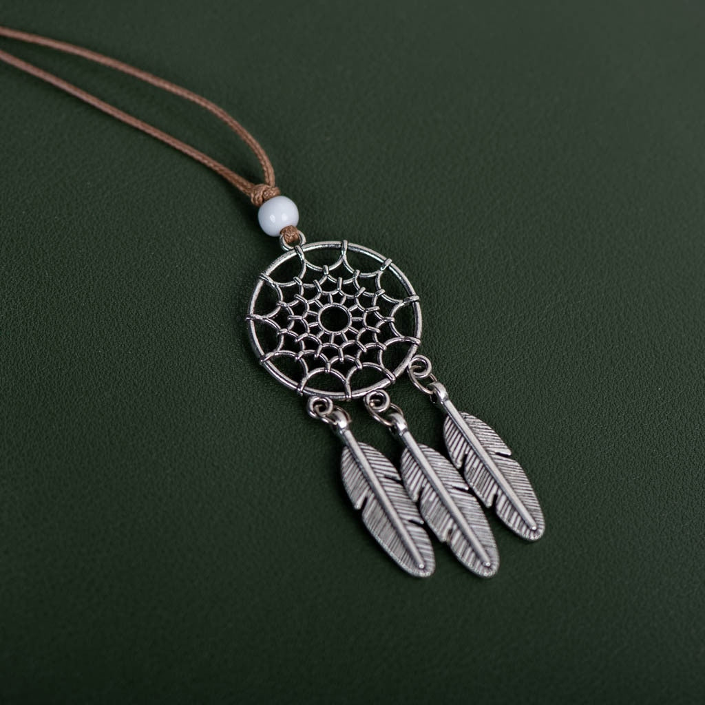 Native Feather Pendant Dreamcatcher Bohemian Vintage Necklace