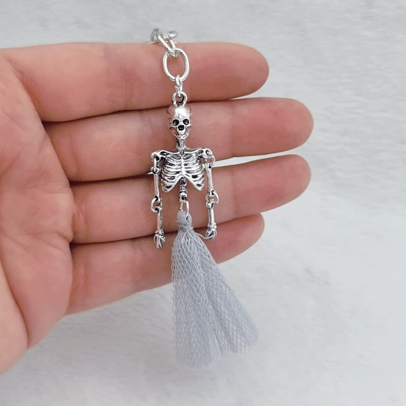 Foldable Skull Pendant Keychain Antique Metal Alloy