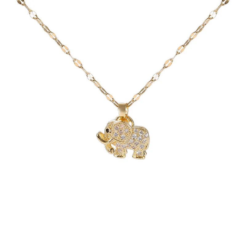 Elephant Cubic Zirconia Pendant Necklace