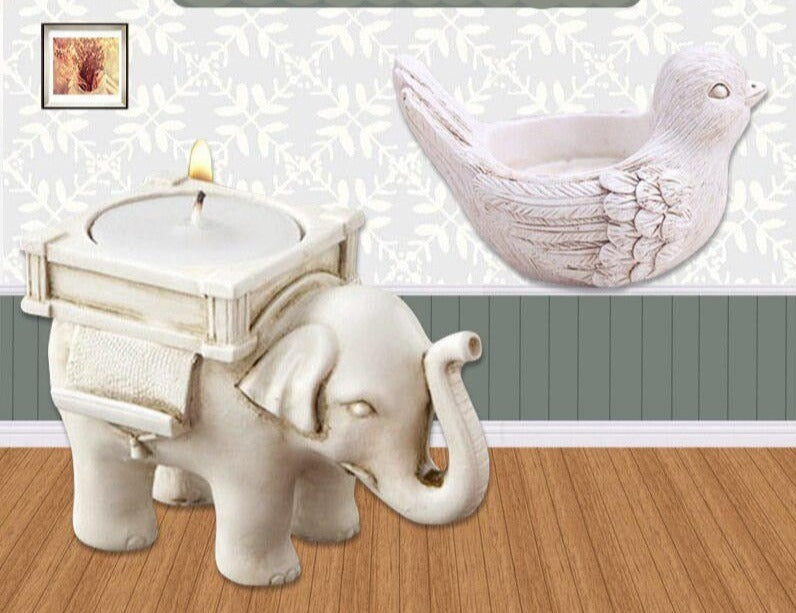 Candlestick Small Elephant Resin Shape Tea Light Candle