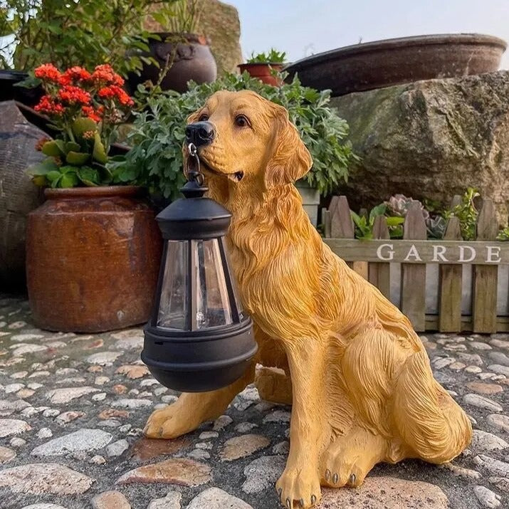 Dog Statue Solar Garden Light Resin