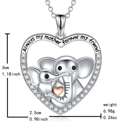 Elephant Mother and Baby Elephant Necklaces Letters Engraved