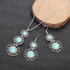 Native Turquoise Round Necklace Set Silver Color