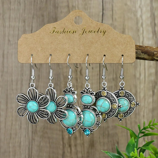 Native Blue Turquoises Earring Set