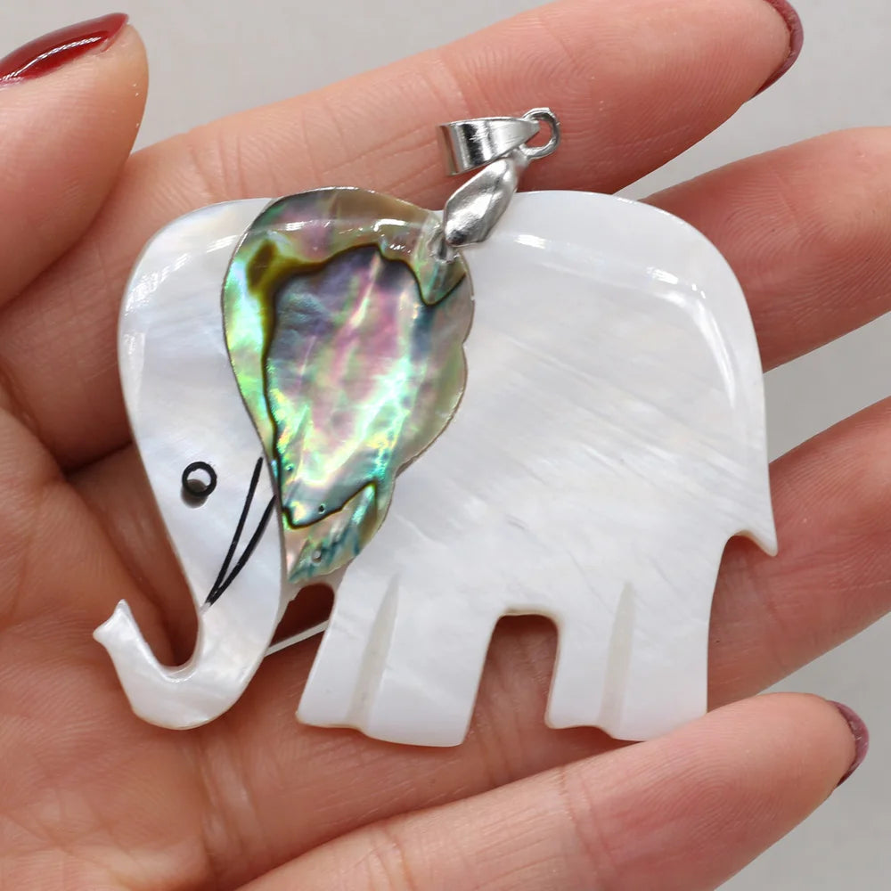 Elephant  Natural Pearl Shell Pendant  DIY Necklace Making 1 Items