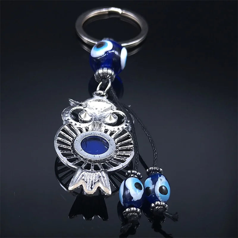 Owl Evil Blue Eye Tassel Key Chain