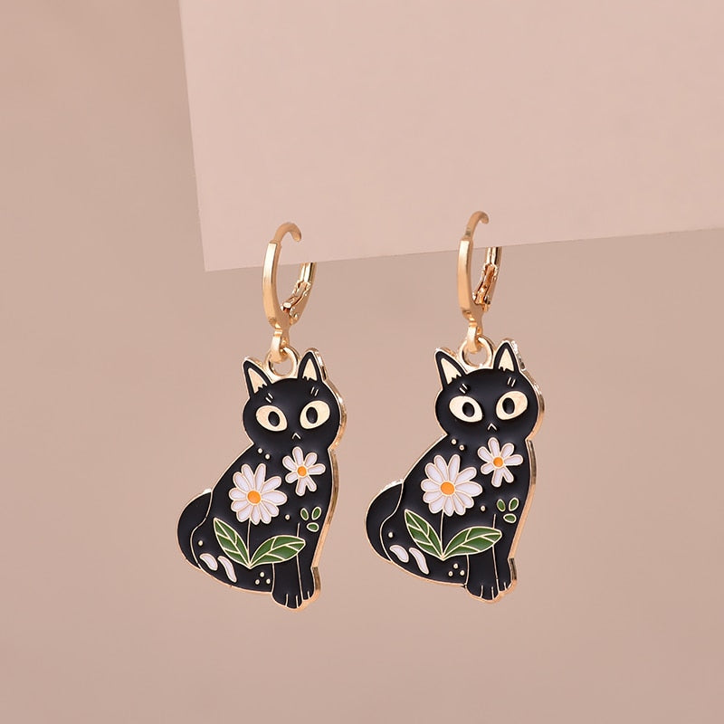 Cute Enamel Cat Earrings