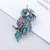 Owl Brooch Rhinestone Blue