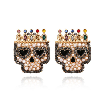 Halloween Skull Earrings With Rhinestone