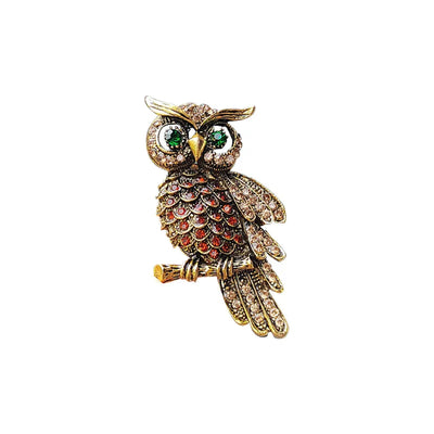 Owl Brooches Rhinestone Studded Blue Purple