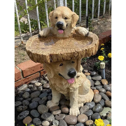 Dog Statues Bird Feeder Resin