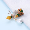 Owl Enamel Brooches Rhinestone