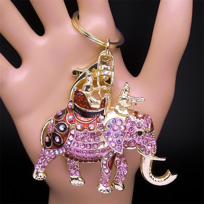 Auspicious Elephant Keyring Chain Crystal