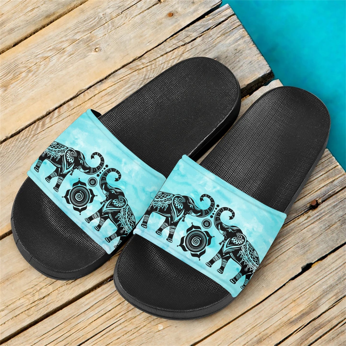 Elephant Blue Slippers Non-slip