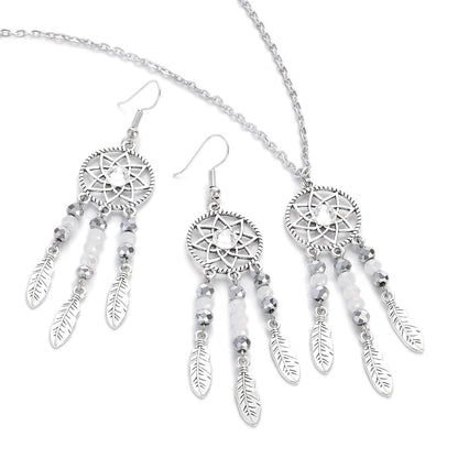 Native Silver Color Round Pendant Necklace Sets