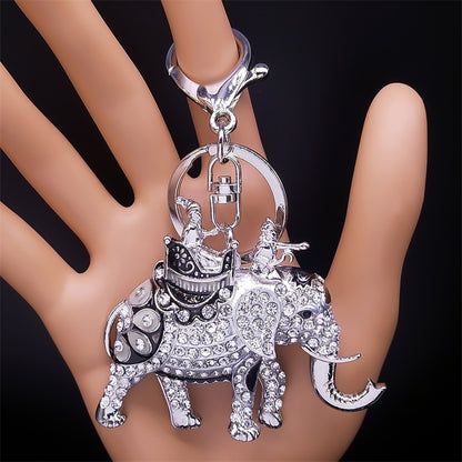 Auspicious Elephant Keyring Chain Crystal