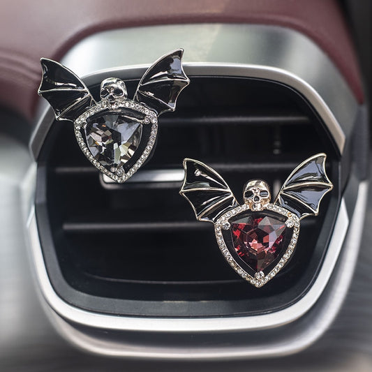 Skull Bat Alloy Rhinestone Perfume Clip Car