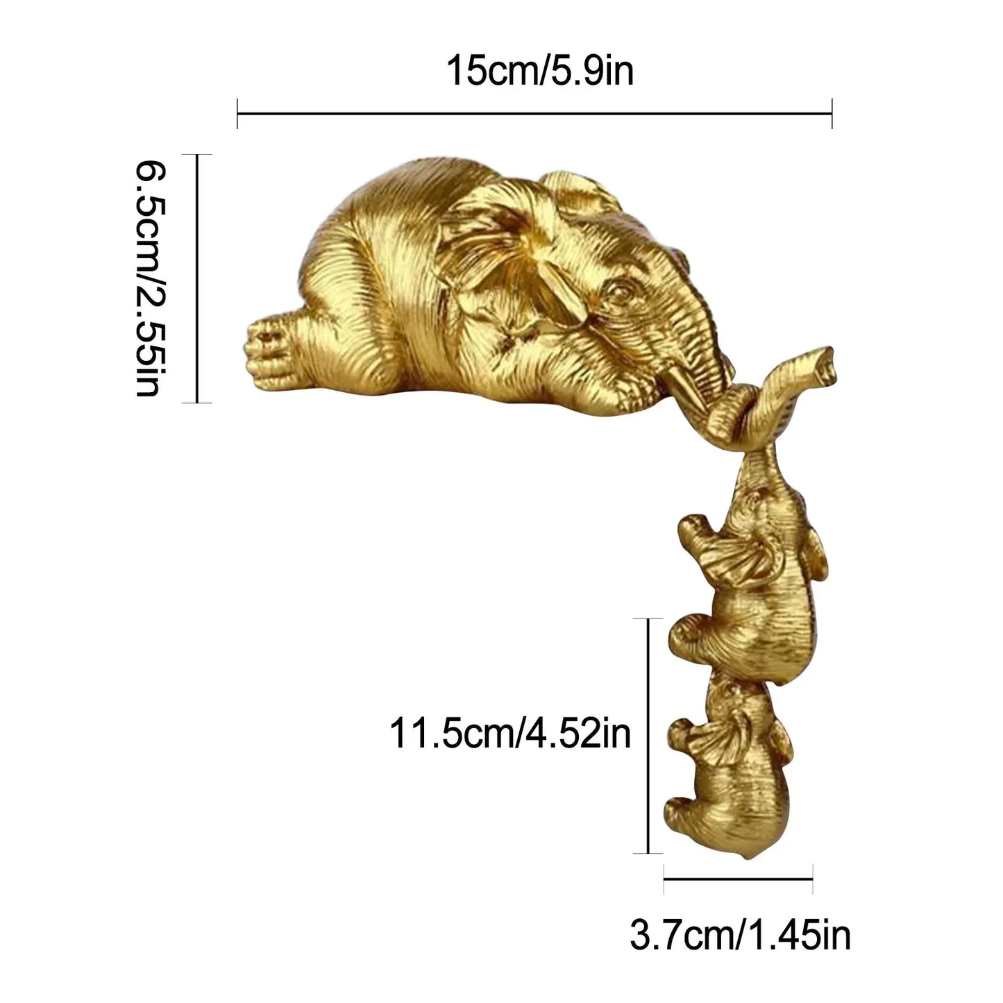 Elephant Sculpture Figurines Golden Resin