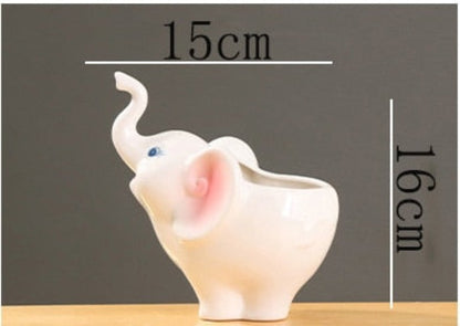 Elephant Ceramic Flowerpot Desktop Potted Ornament